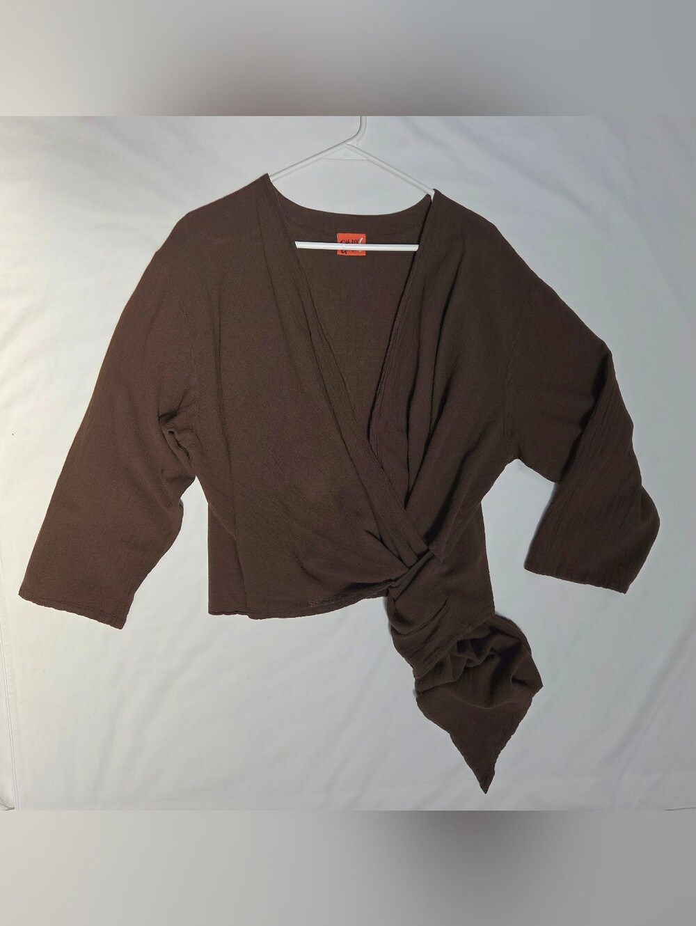 Vintage Oh My Gauze! Wrap Shirt Brown L